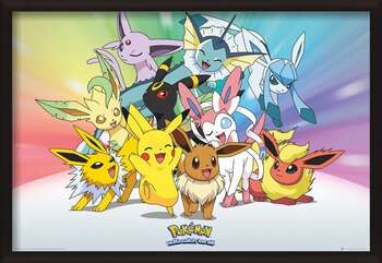 Oprawiony plakat Pokemon - Eevee