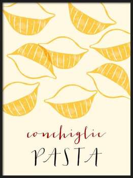 Plakat Shells Italian pasta. Shells poster illustration.