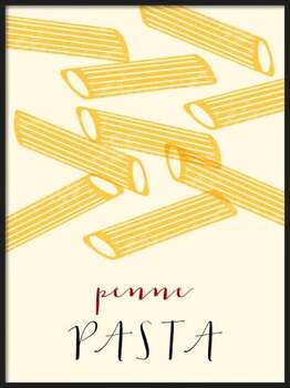 Plakat Penne Italian pasta. Penne poster illustration.