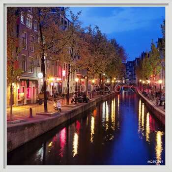 Oprawiony plakat Red Light District in Amsterdam