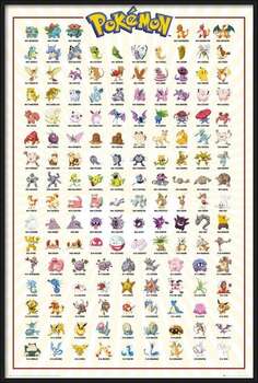 Oprawiony plakat Pokemon - Kanto 151