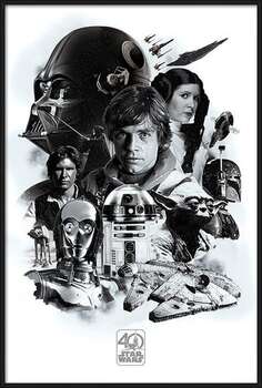 Oprawiony plakat Star Wars - Montage (40th Anniversary )