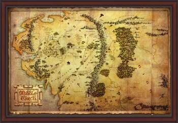 Oprawiony plakat The Hobbit - Middle Earth Map